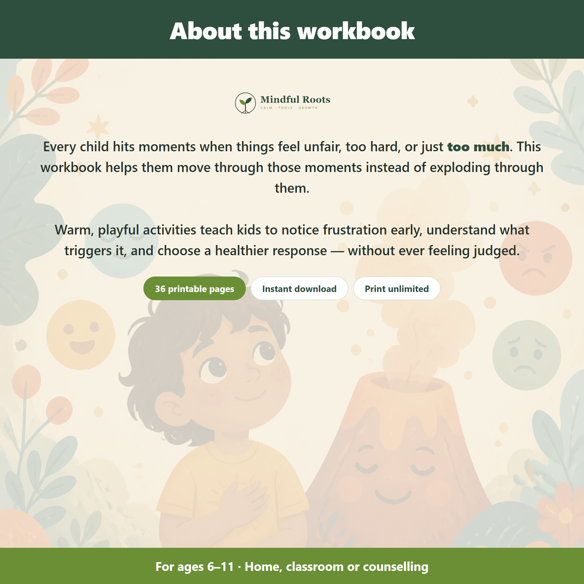 About the Frustration Tolerance Workbook for Kids - 36 printable pages
