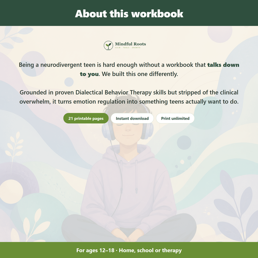 About the Teen DBT Skills Workbook - 21 printable pages