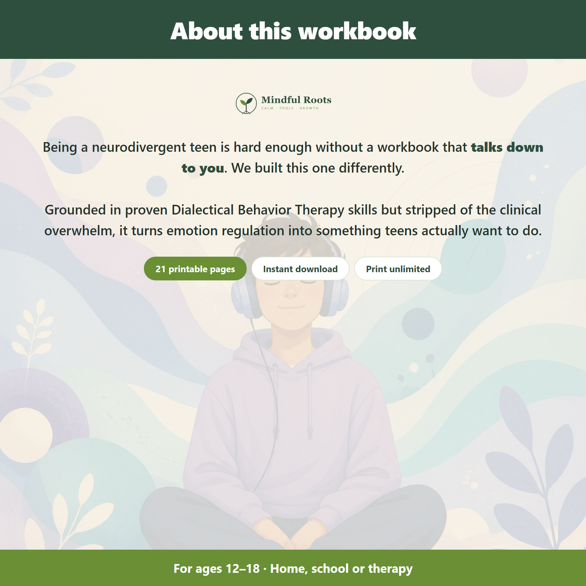 About the Teen DBT Skills Workbook - 21 printable pages