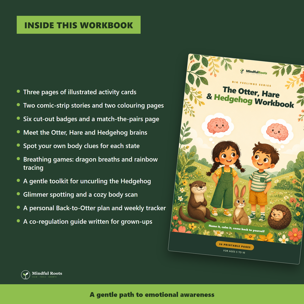What is inside the Otter, Hare and Hedgehog Workbook